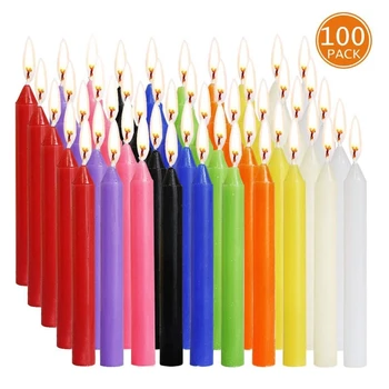 100piesă Lumânări Conice, fara parfum Culori Asortate Mini-Lumanari pentru Turnarea de Clopote Ritualuri Vrăji Ceara Juca Veghe Consumabile