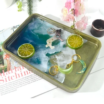 DIY Dreptunghi Tava de Fructe Coaster de Cristal Ovale Rășină Epoxidică de Stocare Coaster Mucegai Silicon, Rășină de Mucegai Turnare Matrite de Luare de Bijuterii