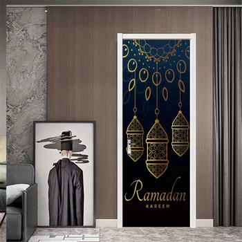 Musulman Anul Nou Ușa Autocolant Coji de fructe și Stick Tapet rezistent la apa Poster Iftar de Perete de Arta Murala Decalcomanii de Decor Acasă Autocollant Porte