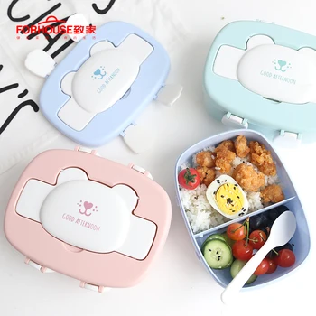 Copilul Cutie de Prânz 730ml Drăguț Bento Box de Calitate Alimentară PP Recipient de Alimente pentru Copii cu Lingura