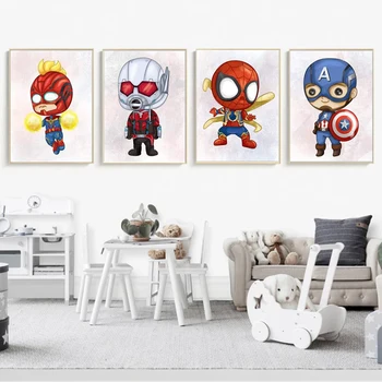 Desene animate Marvel Avengers super-Erou Panza Pictura Postere si Printuri de Arta de Perete Cadou de Ziua Baieti Copii Dormitor Decor Acasă