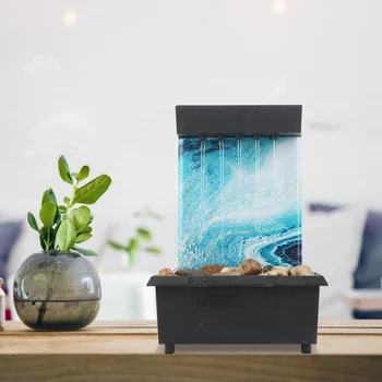 Desktop Fantana de Interior, Apa care Curge Cascada CONDUS Fantana Luminat de Masă Fantana cu Pietre pentru Acasă Masa de Birou Decor