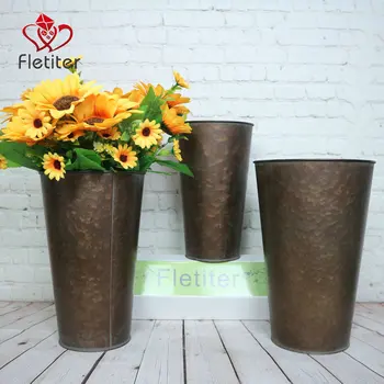 Fletiter Fermă de Metal Galvanizat Vaza de Flori,Set de 3-Rustic Decor Acasă, Centerpieces de Masă, franceză Găleată Proaspete Florale Uscate