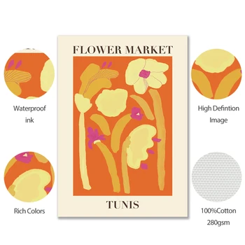 Piața de flori Tunis Tokyo la Copenhaga Bologna Postere și de Imprimare Florar Cadou de Panza Pictura Arta de Perete Imagini Magazin de Flori Decor