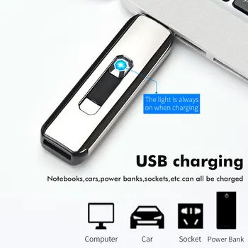1 buc USB Reîncărcabilă Amprente de Inducție fără flacără mai Ușoare Windproof Bricheta Creative Metal Verso Brichete