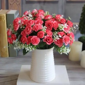 1 Buchet 15 Artificiale Capete De Flori De Trandafir Acasă Decorare Camera Xmas Party Decor Artificial Buchet De Flori Pentru Decor