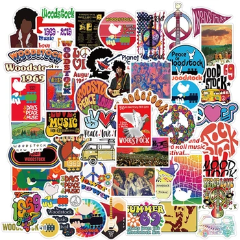 10/30/50pcs Woodstock Festival de Rock Papetărie rezistent la apa Sticker Pentru Masina-Laptop PVC Rucsac Acasă Decal Pad DIY Jucării Clasice