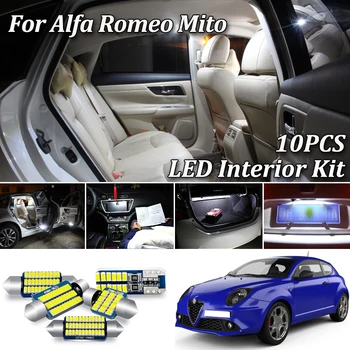 10buc Alb Canbus fara Eroare led-uri Auto lumini de interior Kit pentru Alfa Romeo Mito 955 LED Interior Hartă Dom Ușă Portbagaj Lumina