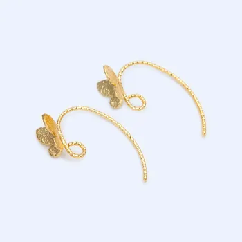 10buc Aur placat cu Alamă fluture Ureche Cârlige, Simplu Earwires Cercel Componente (GB-1202)