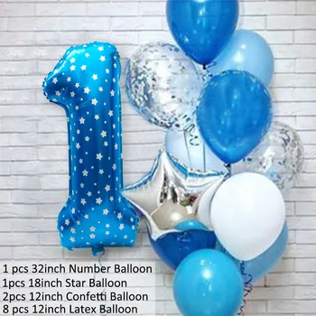 12pcs Albastru Numărul Folie de Latex, Baloane Petrecere de Ziua de Decorare pentru Copii Baby Boy Prințul 1 2 3 4 5 6 7 8 9 10 Ani 1 Fata