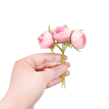 12pcs Mini Mătase Bujor Flori Artificiale Buchet de Mireasa Fals a Crescut Flores Pentru Nunta Petrecere Acasă Decor DIY Album Cununa de Ambarcațiuni