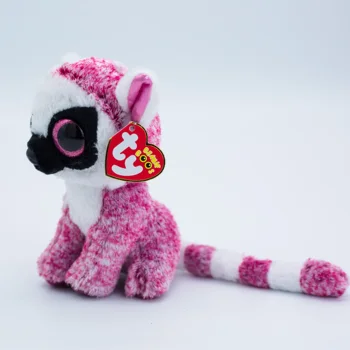 15 cm Ty Doudou Linus strălucitor strălucitor ochi roz fata cu coadă lungă lemur papusa cadou de ziua moale jucărie de pluș pentru copii