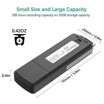 16GB USB Recorder de Voce, Sunet Mini o Recorder pentru Curs Întâlnirea de Buzunar Recorder de Voce pentru Interviu