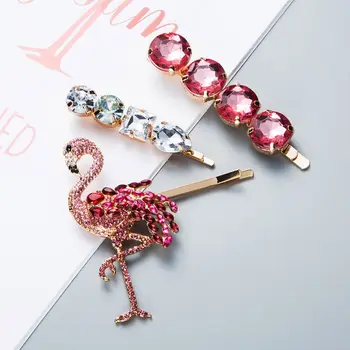 1SET Cristal Metal, Agrafe de păr Agrafe de Par pentru Femei Flamingo Pietre agra-fă de păr Accesorii de Par Petrecere de Nunta Bijuterii de Par