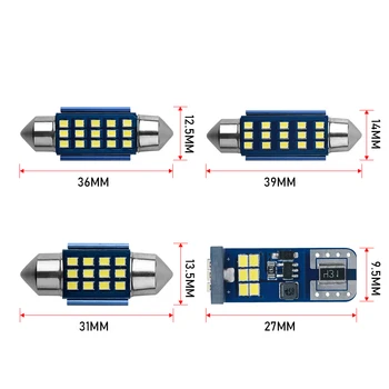 1X Festoon Canbus 2016 12/18SMD Lumină LED-uri Auto de Înmatriculare Lampă de Lectură Acoperiș de Lumină portbagaj Becuri 31/36/39/41MM Nici o Eroare Alb 12V