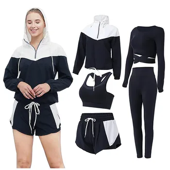 2021 Seturi Scurte pentru 5PCS Yoga Îmbrăcăminte Costum Set Trening pantaloni scurți seturi Sală de Fitness de Iarnă Imbracaminte Femei шорты женский