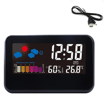 2618T Electronic Multifuncțional Alarmă Ceas Digital LCD Timp de Temperatură și Umiditate Calendar de Afișare Iluminare din spate Ceas de Masa