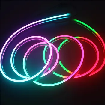2m RGB led Neon pixel Coarda DC 5V WS2812B WS2812 Impermeabil Benzi de Lumină de Bandă plin de culoare pixel adresabile individual Lumina de Neon