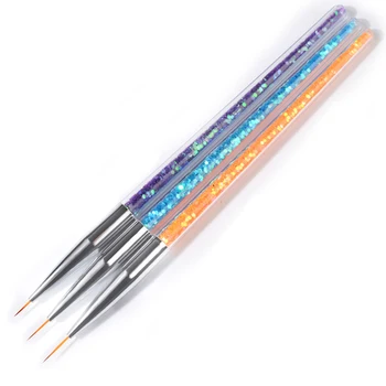 3pcs Nail Art Pensule Set Pictura Striping Linii de Creion cu Paiete Pen Stick Profesionale de Unghii Perie de Linie Sequin Pen Stick de Desen