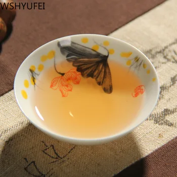 4 buc/set ceramică Chinezească ceașcă de ceai Retro Handmade set de ceai de pictat Con Cești de ceai Master castron de Ceai Personale Singură Ceașcă drinkware