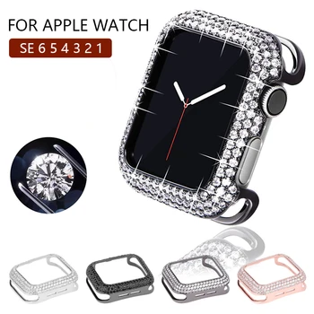 44mm de Lux Diamant Watchcase pentru Apple Watch Se 6 5 4 Capac din Oțel pentru IWatch 38 40 42 mm Bling Metal Caz de Protecție Accesorii