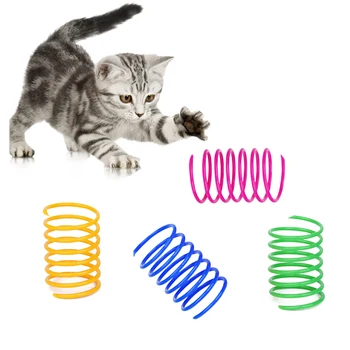 4BUC Cat de Primăvară Jucărie de Plastic Colorate Bobina Arcuri elicoidale Companie de Acțiune Larg Durabil Jucarii Interactive Jucărie Pisica animale de Companie Serviciu de Jucărie Jucării pentru animale de Companie