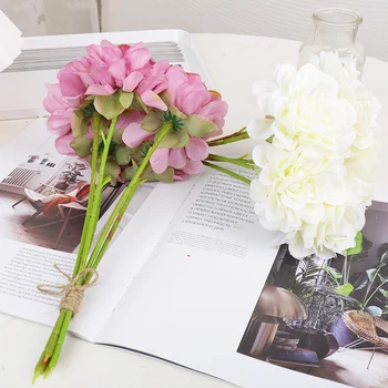 5 Bucăți de Mătase Roz de Trandafir Artificiale Flori de Bujor Buchet de Mireasa DIY Decorare de Nunta Acasă Fals Ieftin Flori Hortensie Meserii