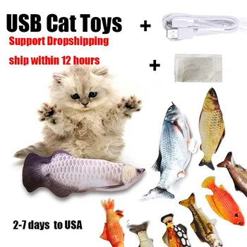 5 Zile în statele UNITE ale americii 30CM Pisică Jucărie de Pește USB de Încărcare Electrică de Simulare Dans Sărituri în Mișcare Floppy Pește Pisică Jucărie de Pește Electronice