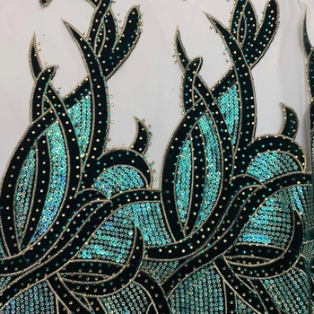 Anna moda nigerian paiete dantelă tesatura 2021 înaltă calitate, broderie cu pietre franceză net dantela din africa de catifea tesatura de 5 metri