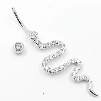Argint 925 șarpe buric burta bar piercing în buric pentru femei zircon alergie gratuit body piercing intim bijuterii sexy 2021