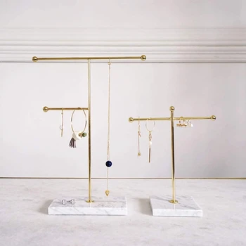 Aur Raft de Depozitare cu Baza de Marmura de Moda Uri Moderne Bijuterii Inel Colier Cercei de Metal Display Stand