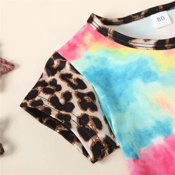 Baby Girl Moda Tie Dye Leopard Îmbrăcăminte Set Tricou Top + Shorts 1-6Y Copil copii Copii Vara Tinutele Casual Trening