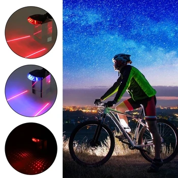 Bicicleta cu LED din Spate, lumina spate Impermeabil de Siguranță lampa de Avertizare 5 LED și Laser 2 Biciclete de Munte de Lumină Spate Lampă Lumină Accesorii