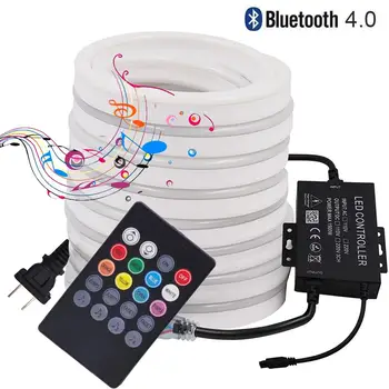 Bluetooth RGB Lumina de Neon 220V 110V 5050 Exterior Impermeabil Benzi cu Led-uri Semn de Neon Lumina 120LEDs/m Flexibile Panglică de Muzică de la Distanță