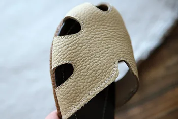 Careaymade-Piele naturala sandale,pantofi pentru femei,stil de colegiu,vara art pantofi,cap rotund,confortabil original pantofi plat