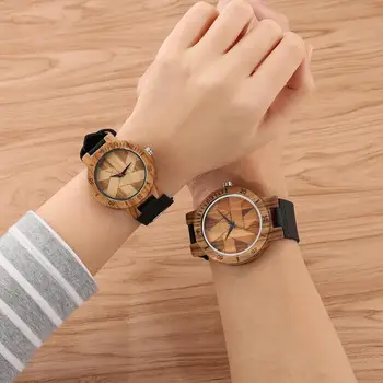 Ceas de cuplu Unic Geometrică Neregulată se Taie de Proiectare Barbati din Lemn de Cuarț Ceasuri pentru Femei Rochie Ceas Retro Ceas de mână Relojes Hombre