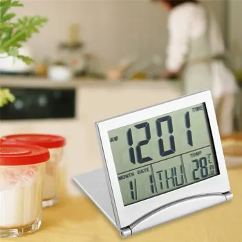 Ceas deșteptător data de Afișare temperatură-timp de Pliere mini Termometru Birou capac LCD Digital Temporizator timp