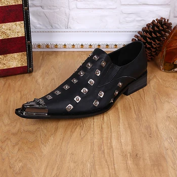 Christia Bella Noua Moda De Metal A Subliniat Toe Oameni De Partid Pantofi Din Piele Nit Om Stil Britanic Pantofi Plus Dimensiune Pantofi De Sex Masculin