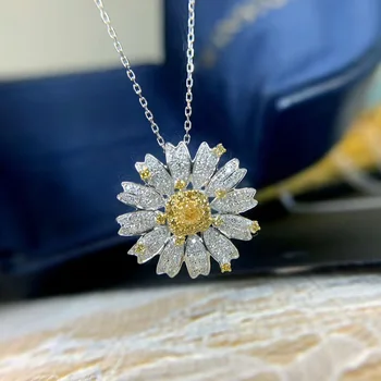 CIZEVA Noua Moda Delicate Zircon Floare Margarete Seturi de Bijuterii Argint 925 Cercei Inel Colier Elegant de Bijuterii de Nunta