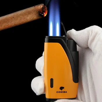 COHIBA Bricheta Mini Lanterna de Buzunar Creative 2 cu Jet de Gaz Butan Țigară Flacără Trabuc Brichete Cutter Husă Spliter Accesorii