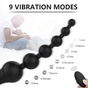Control de la distanță Vibrator Anal Margele Butt Plug 9 Moduri de Vibrație Analsex Jucarii Sexuale pentru Barbati si Femei, Prostata Masaj Vibrator Gay