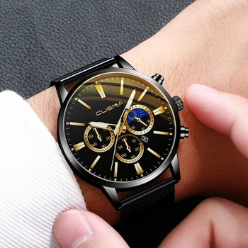 CUENA Ceasuri de Moda pentru Bărbați Sport din Oțel Inoxidabil Caz Band Cuarț Analogic Busine Ceas de mână de Afaceri Ceas Relogio Masculino