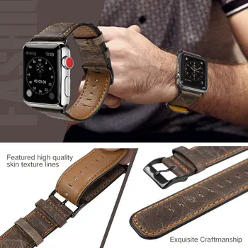 Curea din piele Pentru Apple watch band 44mm 40mm 42mm 38mm Retro Vaca watchband pentru iWatch bratara pentru Apple watch serie 5 4 3 6 se