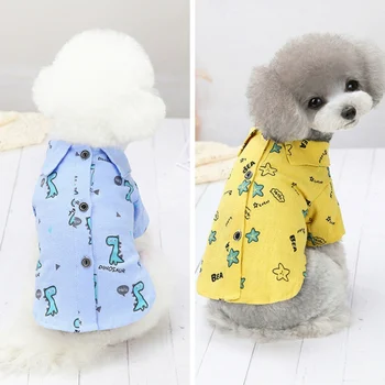 Câine de companie Dinozaur print T-Shirt Primavara-Vara Noi de Moda Casual Moale Scurt-maneca de Sus câini haine