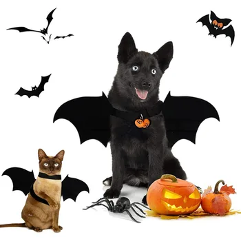 Câini și pisici de Halloween Piept Spate Caini Dress Up Halloween Costume Halloween Amuzant Imprimare Aripi de Liliac Clopote pentru Câini și Pisici