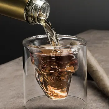 De Uz Casnic Cap De Craniu Ceașcă De Sticlă Dublu-Strat Transparent De Cristal Cana De Cafea De Băut Bar Club Whisky, Vin, Bere Sticlă