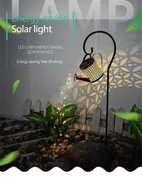 De vis în aer liber, Solar Udare Poate Ornament Lampa de Gradina de Arta Lumina Decor Gol Fier de Duș LED Lumini Șir Lampa de Gradina Iluminat