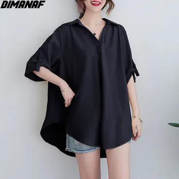 DIMANAF Supradimensionat Femei Șifon Bluza de Vara Solidă Bază Camasi Office Lady Liber Casual Bază Coreea de sex Feminin Supradimensionat 6 Culori