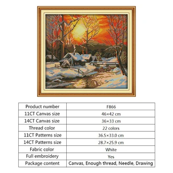 Dimineata de Iarna, Chineză cruciulițe Kituri de Peisaj Pictura Broderie Kit DMC 14ct 11ct Numărat Imprimate Panza de BRICOLAJ, lucru Manual