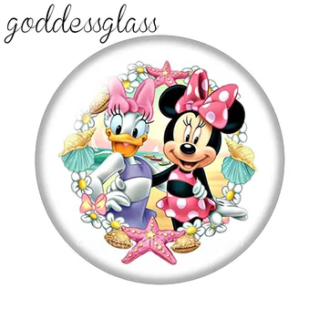 Disney Mickey Minnie si Prietenii Donald, Daisy, Goofy 10buc Rotund foto de sticlă 18mm butoane de ajustare pentru 18mm snap brățări bijuterii